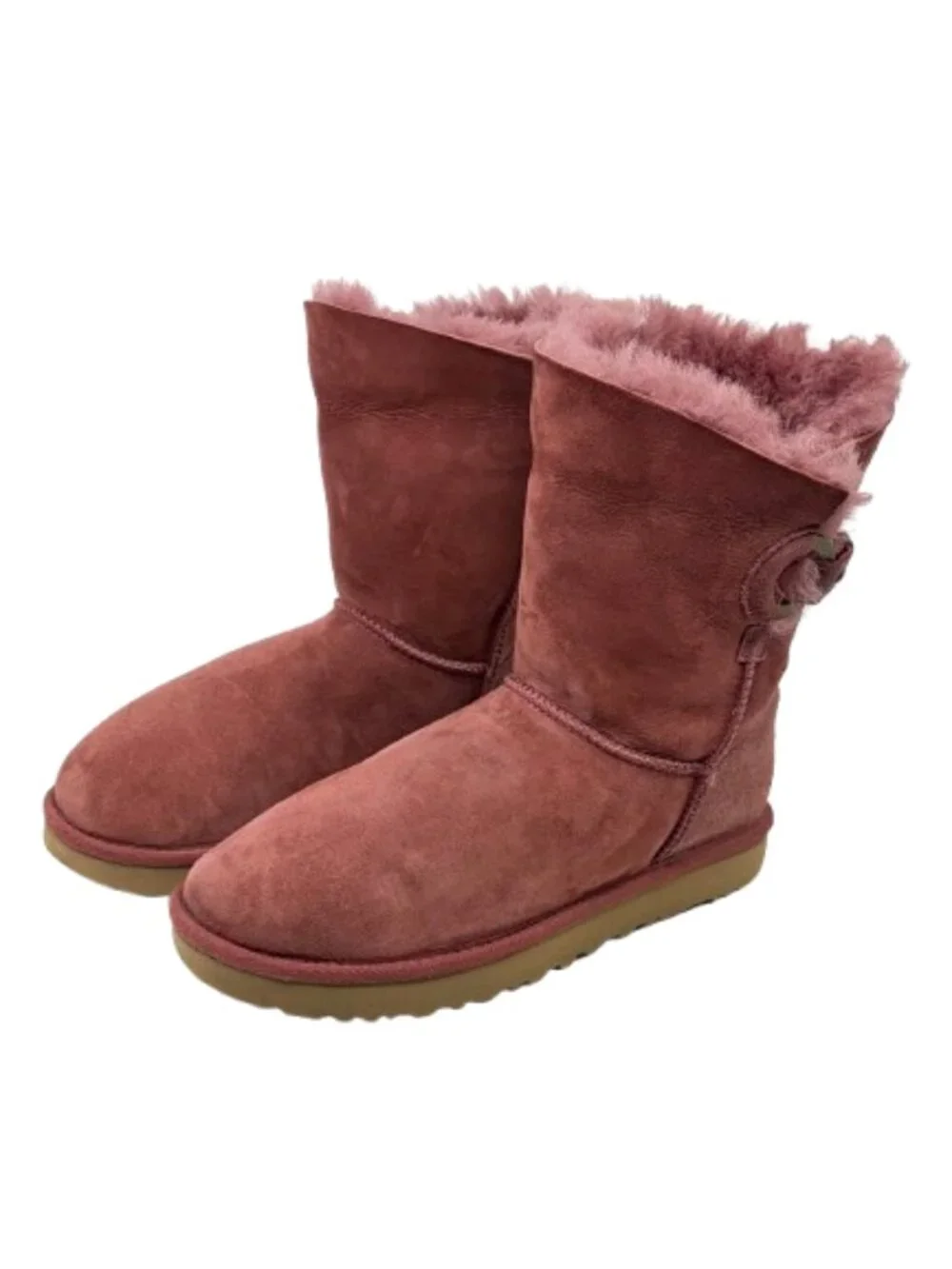 UGG~ Nash Classic~SUEDE SHEEPSKIN SHEARLING ANKLE BOOTS in Pink Burgundy Size 9